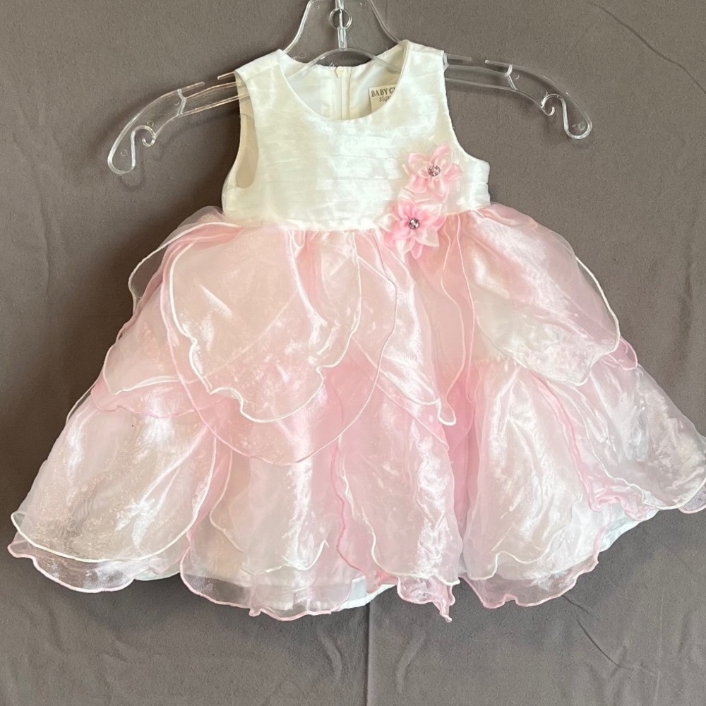 Baby Grand Signature Girls 18M White Pink Petal Organza Formal Event Dress